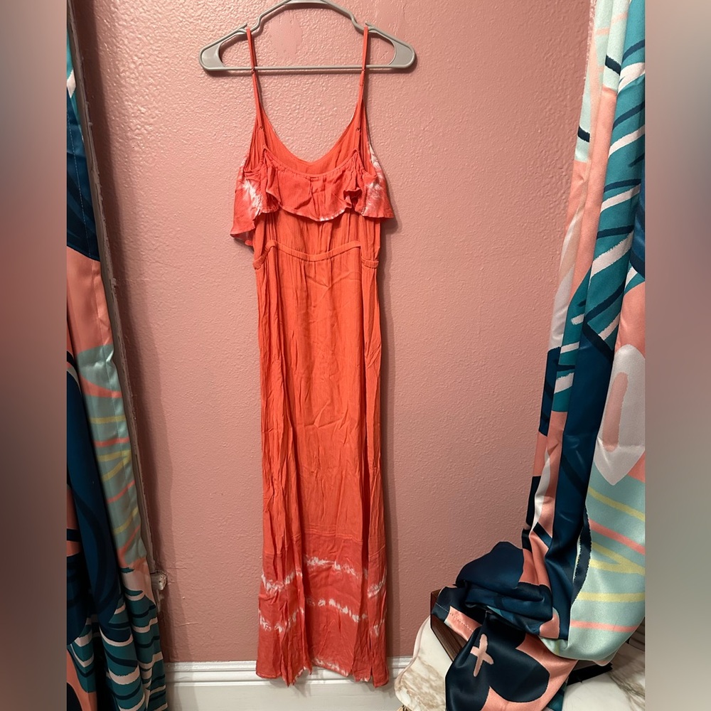Mudd Vibrant Coral Tie-Dye Maxi Dress - Picture 2 of 3